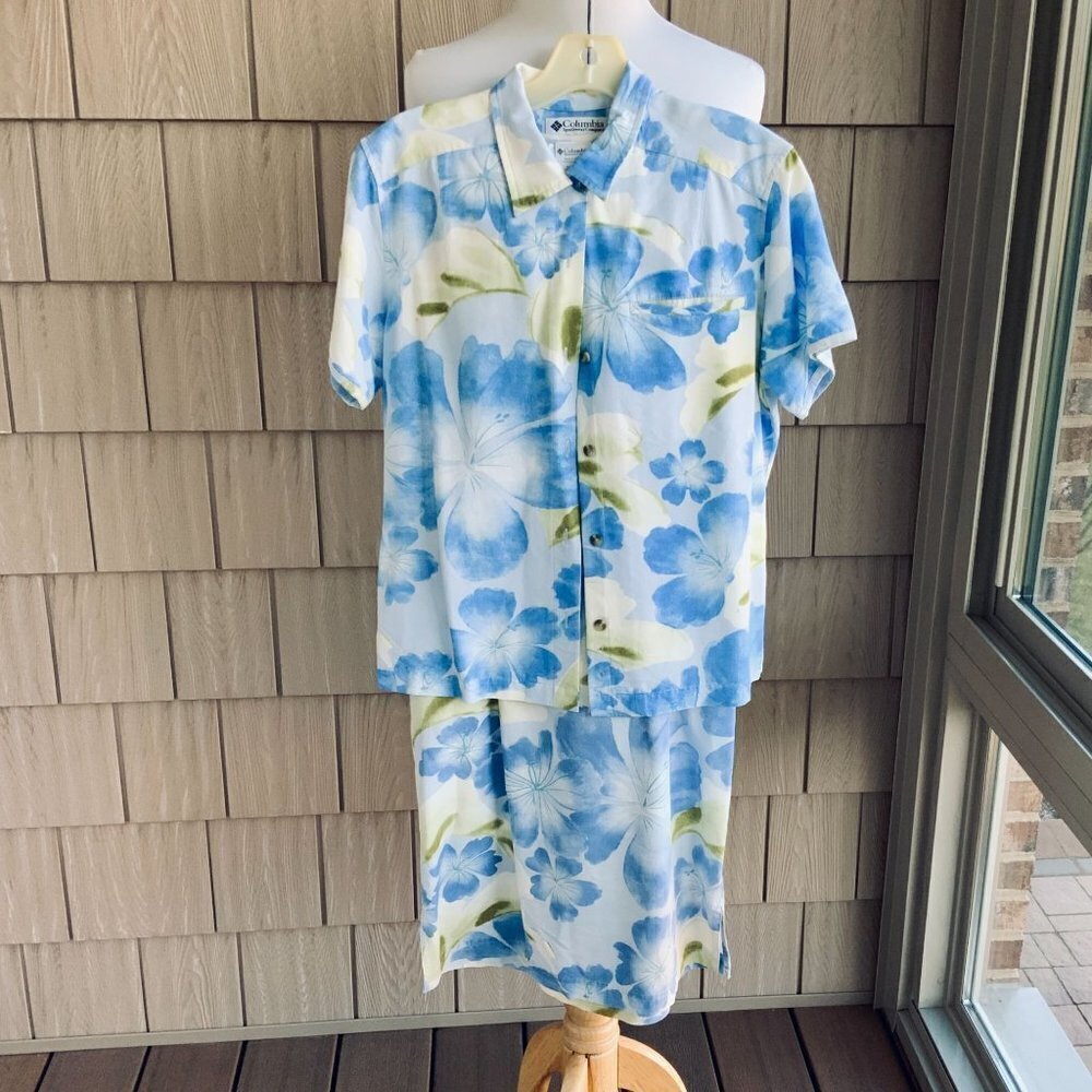 COLUMBIA SPORTSWEAR 2 PIECE DRESS SHIRT POLY BLEND OFFICE SUMMER LADIES S - Picture 10 of 14